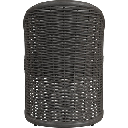 Cabo Outdoor Dining Chair by Sunset West in dark wood. Made from resin wicker in a rustic style.