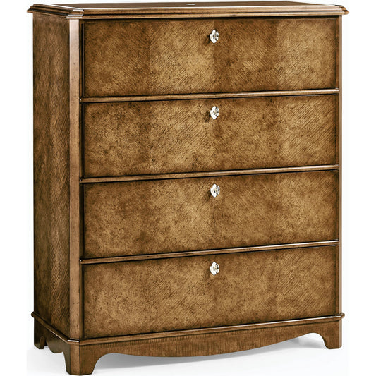 001 SI-2186337 | Primary Silo | Eastcote Chest of Drawers by Jonathan Charles in brown and sycamore carmel brown. Made from solid maple, sycamore quartered veneer, faux bone, metal in a modern style.