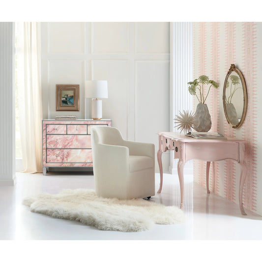 Susan G. Komen Perseverance Writing Desk by Hooker Furniture in pink. Made from maple veneers in a traditional style.