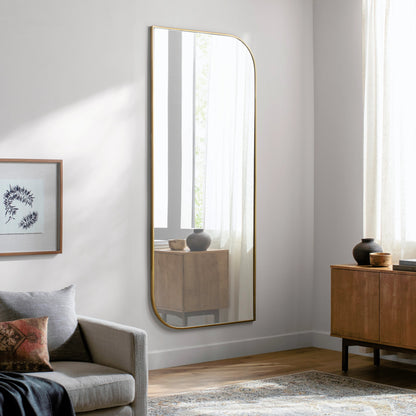 Sweyn Mirror by Surya in gold. Made from frame: metal, substrate: manufactured wood in a modern style.