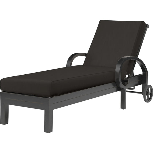 Monterey Outdoor Chaise Lounge by Sunset West in browns. Made from aluminum in a cottage & farmhouse style.