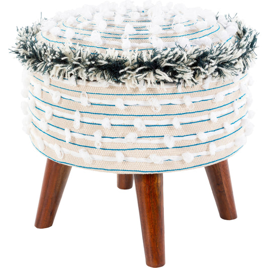 Snow - 25295 by Surya in white, bright blue, deep teal and polished. Made from cotton, wood in a eclectic & global style.