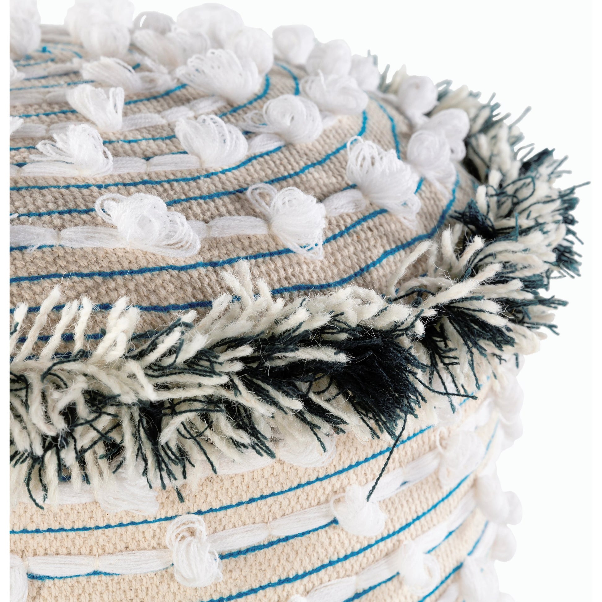 Snow - 25295 by Surya in bright blue, white, deep teal, beige and polished. Made from cotton, wood in a eclectic & global style.