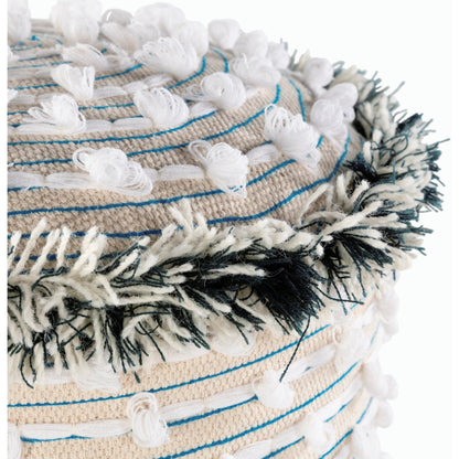 Snow - 25295 by Surya in bright blue, white, deep teal, beige and polished. Made from cotton, wood in a eclectic & global style.