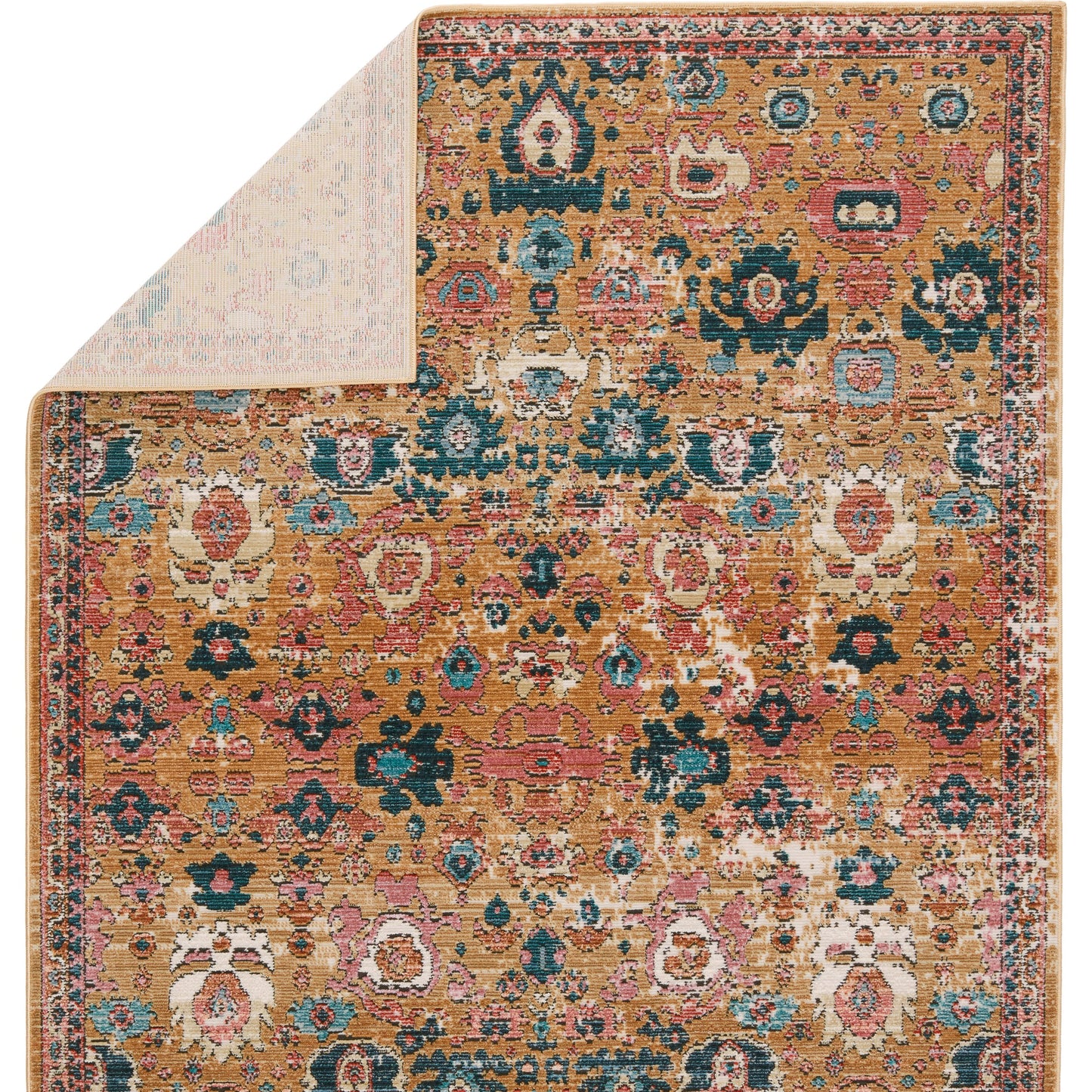 005 SI-1833494,SI-1833495,SI-1833496,SI-1833497,SI-1833498,SI-1833499,SI-2386467 | Closeup | Swoon SWO17 Indoor/Outdoor Rug by Jaipur Living in pink, gold. Made from unique in a unique style.