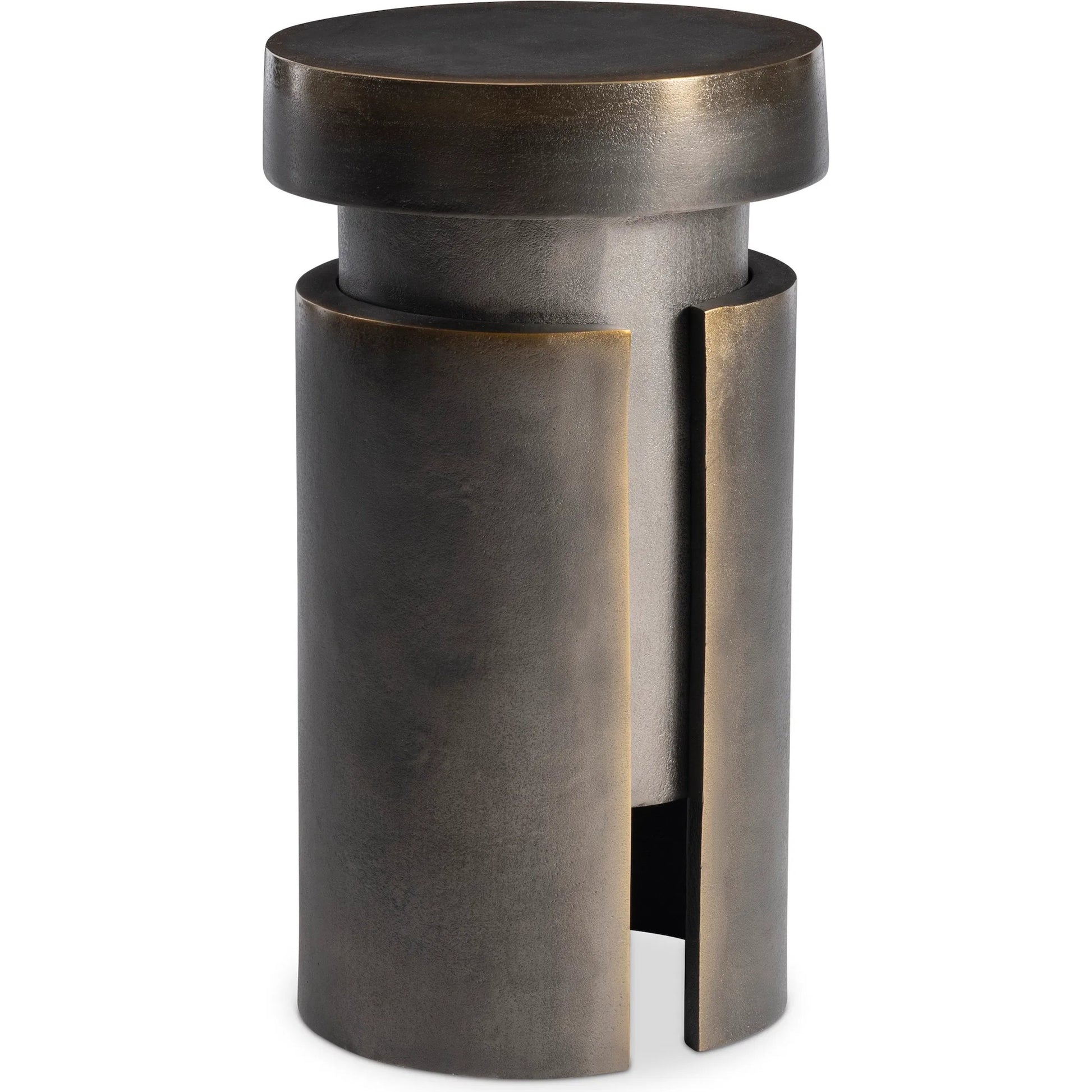 Avi Accent Table by Bernhardt in blackened brass. Made from metal in a modern style.