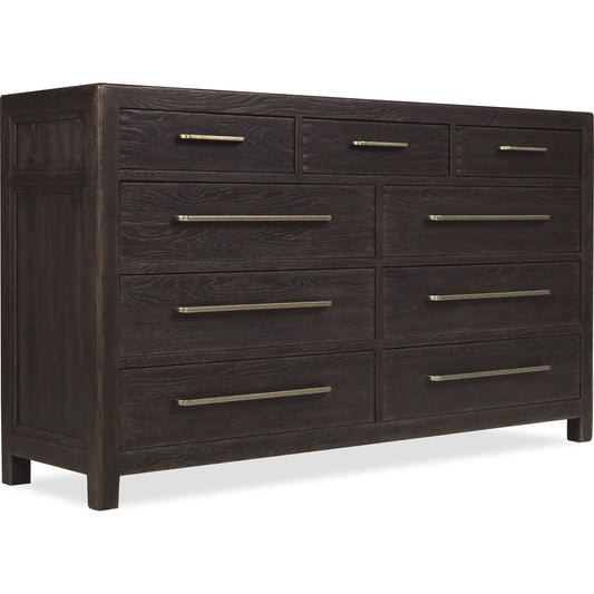 Driftwood Nine-Drawer Dresser by Hooker Furniture. Made from oak solids, oak veneers, cedar in a transitional style.