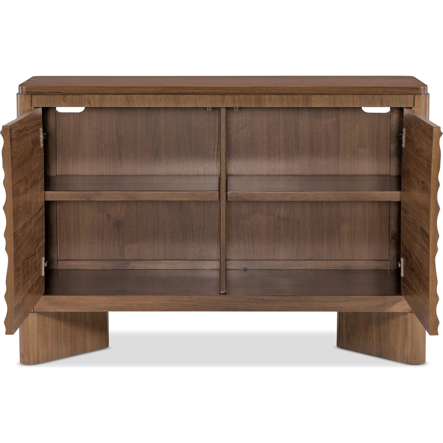 004 SI-2458577 | Additional Silo | Eleana Two Door Chest by Hooker Furniture in light caramel, quartered walnut veneers, sunlit bronze metal. Made from walnut veneers, resin in a modern style.