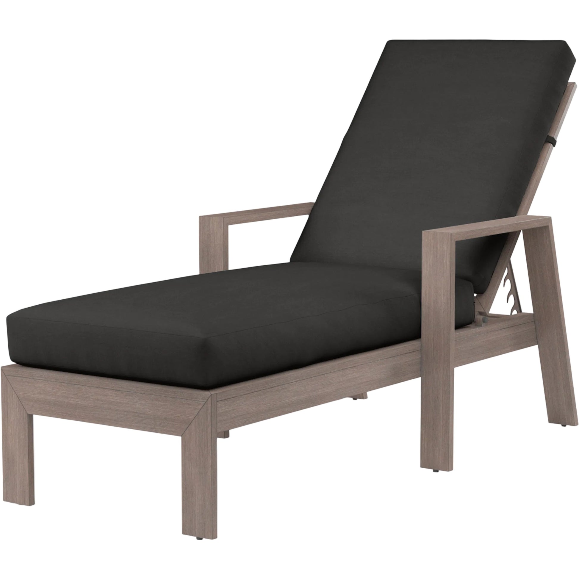 Laguna Outdoor Chaise Lounge by Sunset West in browns. Made from aluminum in a modern style.