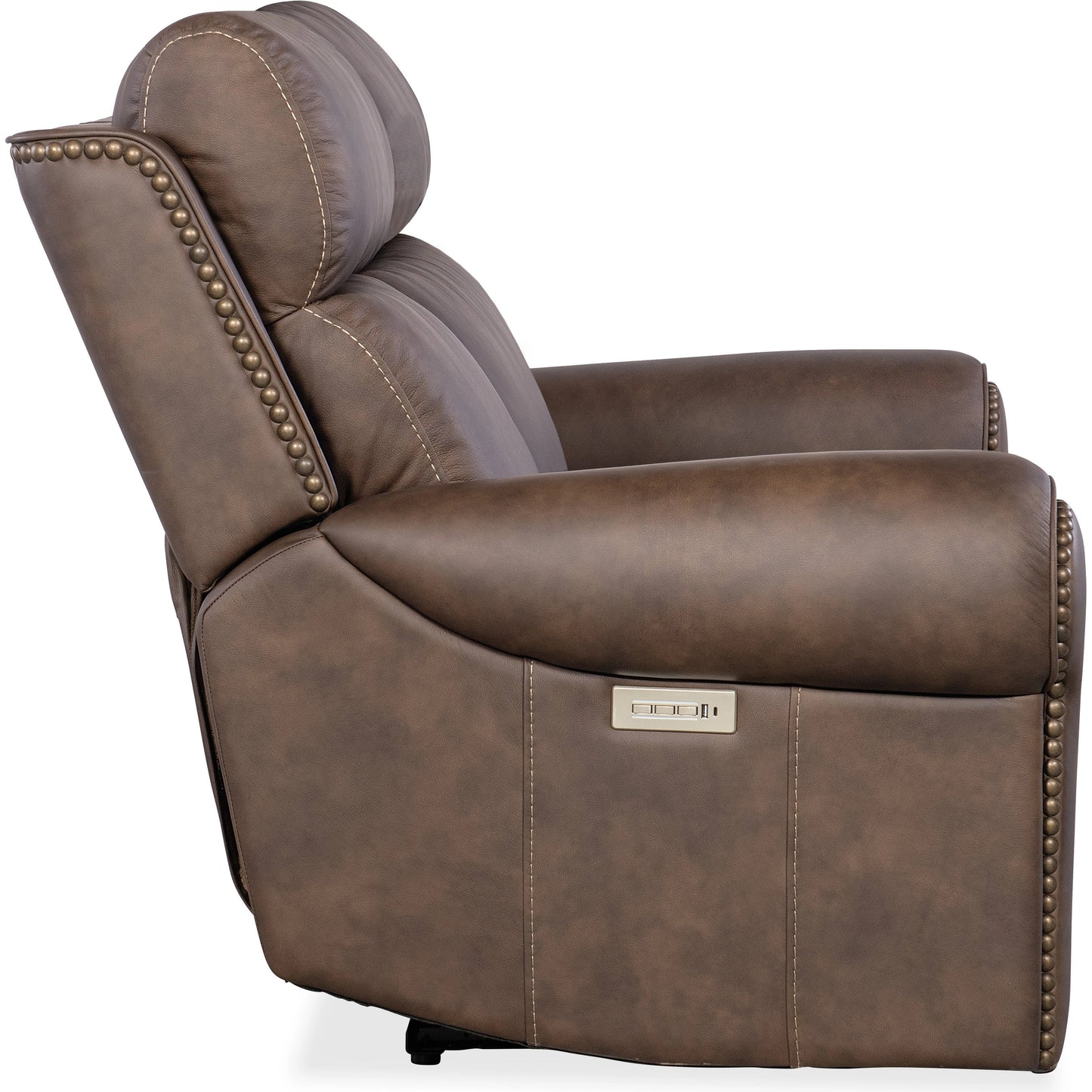 009 SI-2133810 | Additional Silo | Duncan Power Loveseat by Hooker Furniture in kalahari bark. Made from leather, kalahari bark (semi-aniline top grain with splits) in a traditional style.