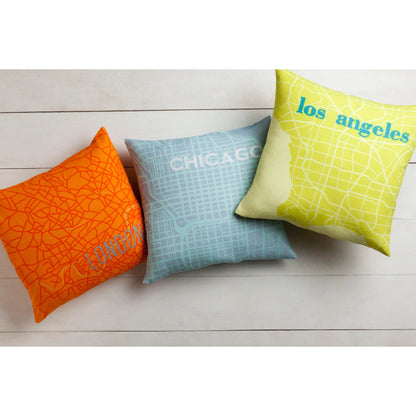 City Maps Indoor/Outdoor Pillow by Surya. Made from 100% cotton in a modern style.