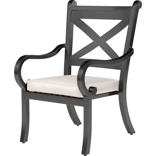 Monterey Outdoor Dining Chair by Sunset West in browns. Made from aluminum in a traditional style.