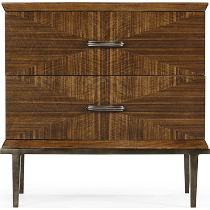 Toulouse Bedside Chest by Jonathan Charles in walnut. Made from walnut quarter figured veneer in a modern style.