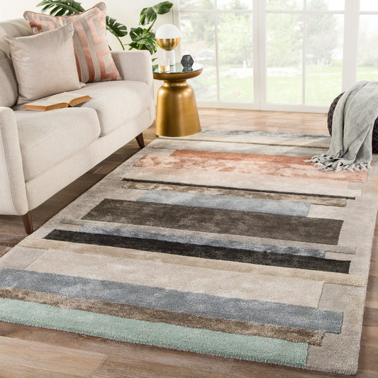 Syntax SYN03 Rug by Jaipur Living in gray, pink. Made from 61% viscose, 39% wool in a unique style.