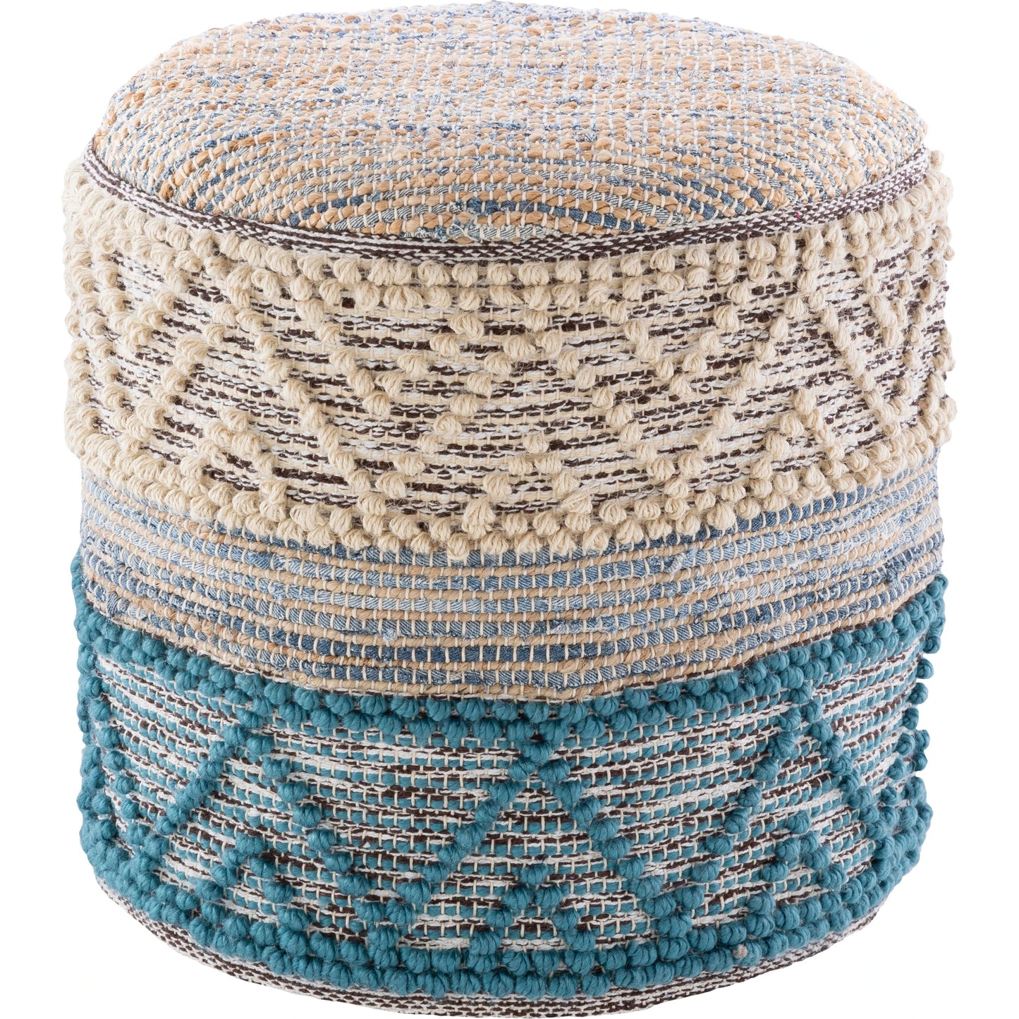 001 SI-1891310 | Primary Silo | Sydney - 7251 by Livabliss in off-white, blue. Made from 50% jute, 40% cotton, 10% polyester, 100% polybeads, 100% cotton in a eclectic & global style.
