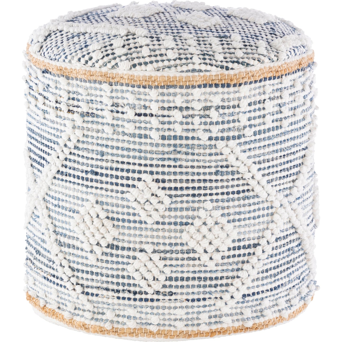 001 SR-881146 | Primary Silo | Sydney - 27958 by Livabliss in white, denim, dark blue. Made from 50% polyester, 45% cotton, 5% jute, 100% polybeads, 100% cotton in a eclectic & global style.