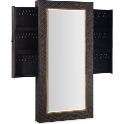 Big Sky Floor Mirror by Hooker Furniture in furrowed bark. Made from wood, resin, mirror, felt in a modern style.