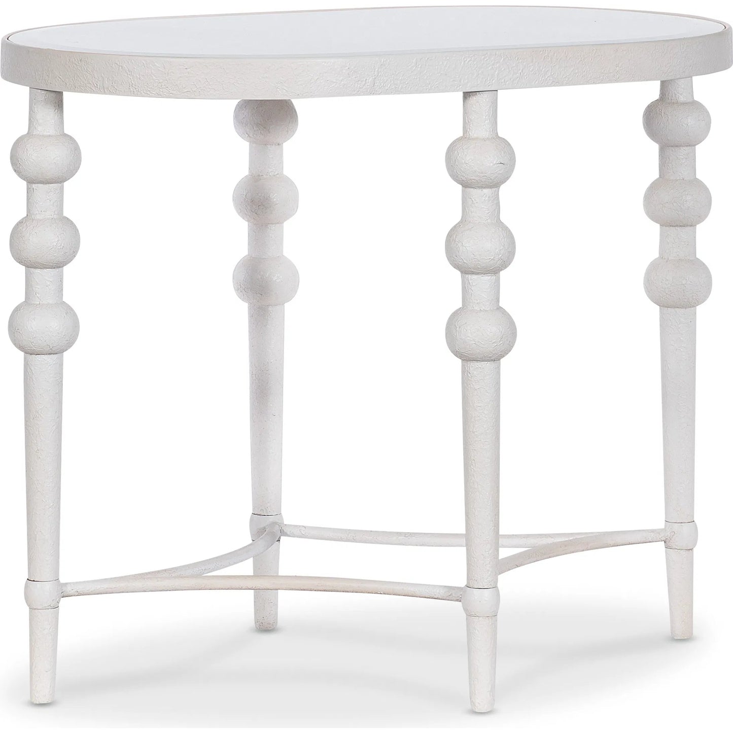 001 SI-2458420 | Primary Silo | Melange On the Bright Side Oval End Table by Hooker Furniture in white textured. Made from glass, metal, resin in a traditional style.