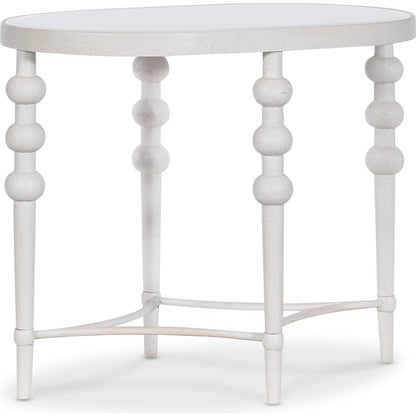 Melange On the Bright Side Oval End Table by Hooker Furniture in white textured. Made from glass, metal, resin in a traditional style.
