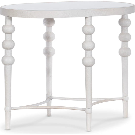 Melange On the Bright Side Oval End Table by Hooker Furniture in white textured. Made from glass, metal, resin in a traditional style.