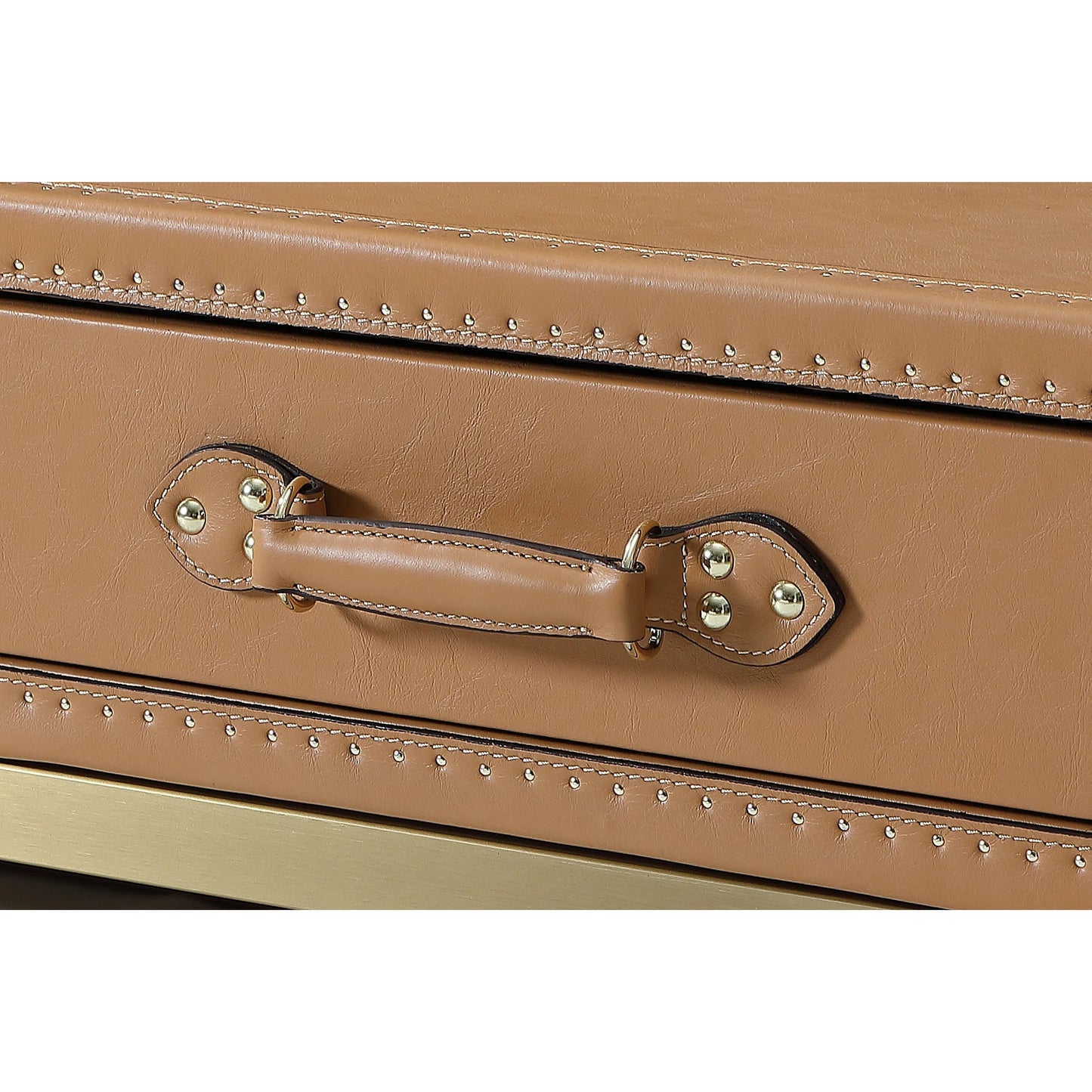 003 SI-2633356 | Additional Silo | Carlo Coffee Table by Zentique in mulberry brown and brown. Made from steel, top grain leather in a unique style.
