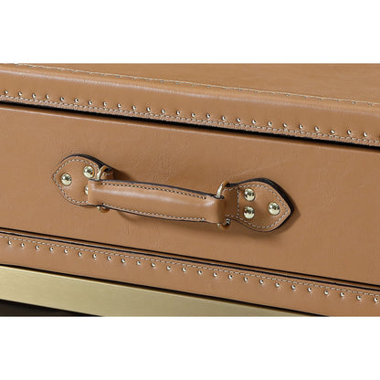 Carlo Coffee Table by Zentique in mulberry brown and brown. Made from steel, top grain leather in a unique style.