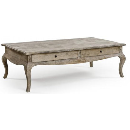 Arles Coffee Table by Zentique in limed gray and oak. Made from oak in a cottage & farmhouse style.