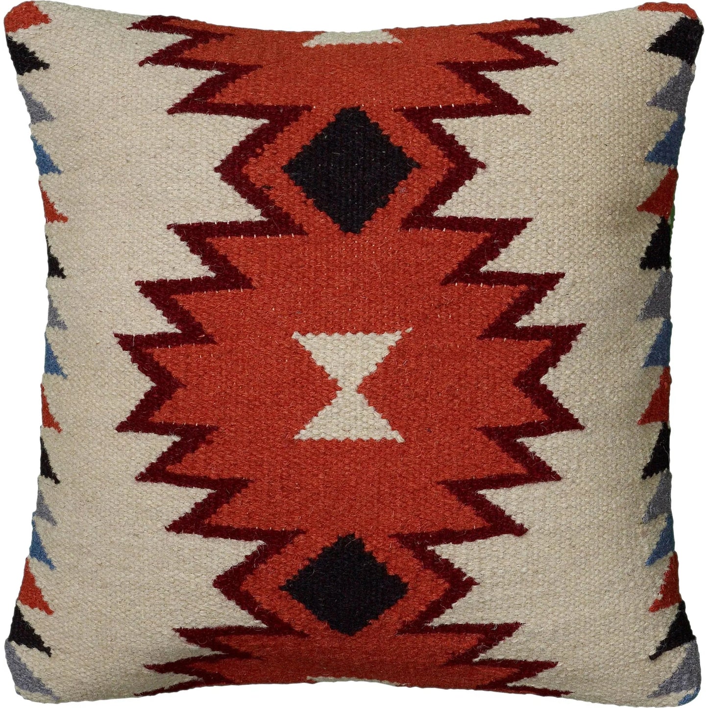 001 SI-2438879 | Primary Silo | Bertie Pillow by HedgeApple Essentials in orange, black, ivory. Made from wool in a rustic style.