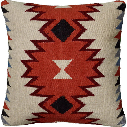 Bertie Pillow by HedgeApple Essentials in orange, black, ivory. Made from wool in a rustic style.
