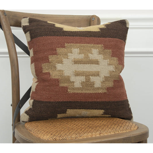Harlan Pillow by HedgeApple Essentials in brown, red. Made from wool in a unique style.