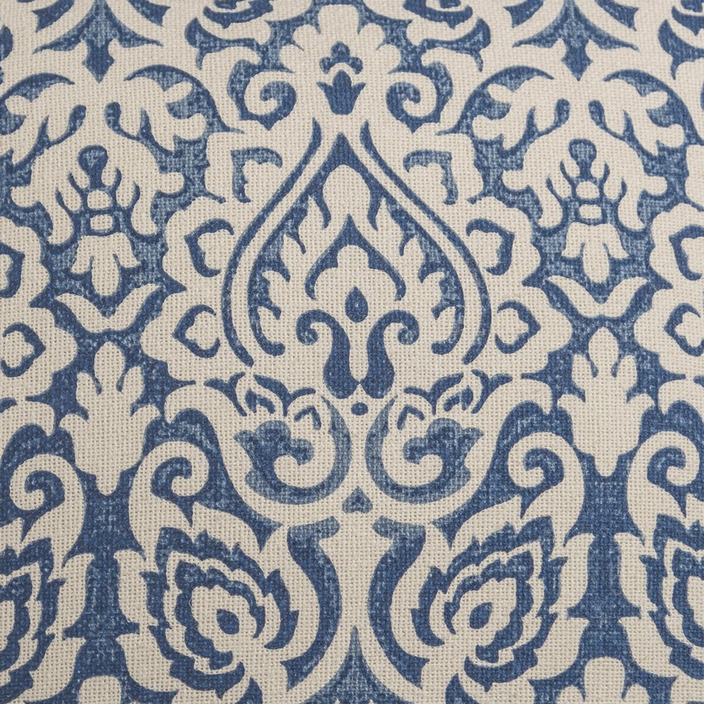 002 SI-2438447 | Closeup | Victoria Pillow by HedgeApple Essentials in blue. Made from cotton burlap in a traditional style.
