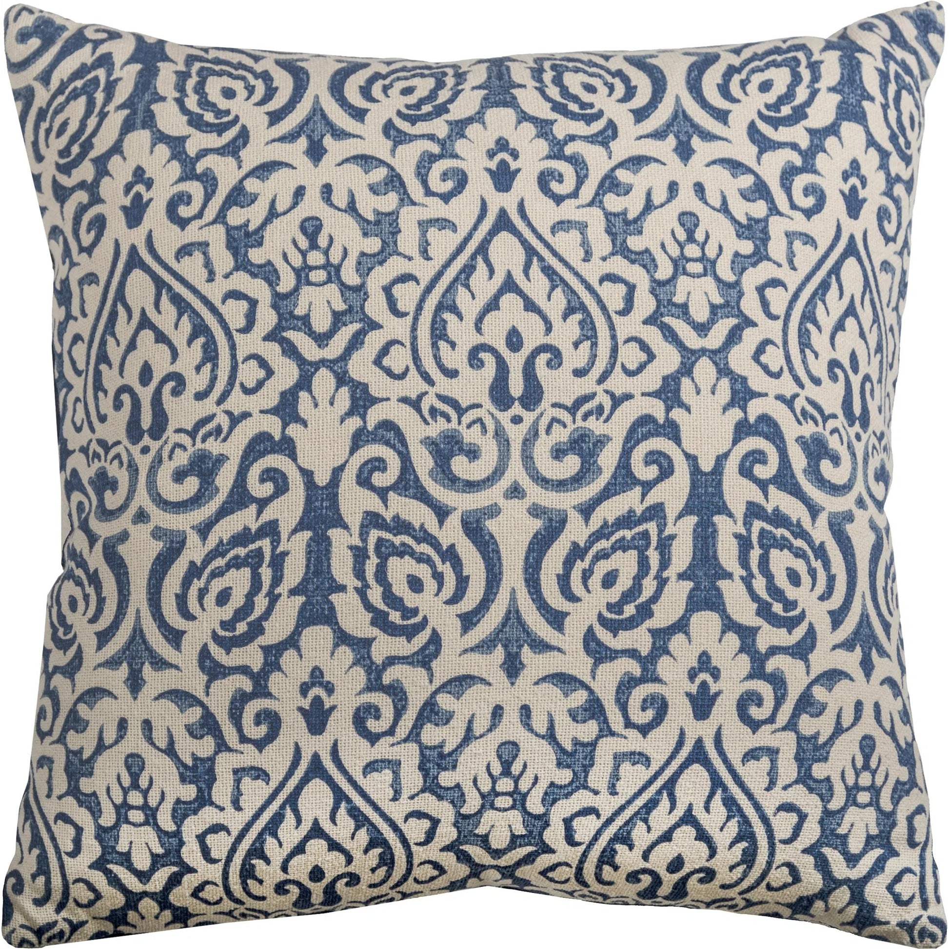 Victoria Pillow by HedgeApple Essentials in blue. Made from cotton burlap in a traditional style.