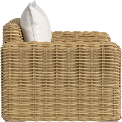 Playa Outdoor Oversized Club Chair by Sunset West in medium wood. Made from resin wicker in a rustic style.