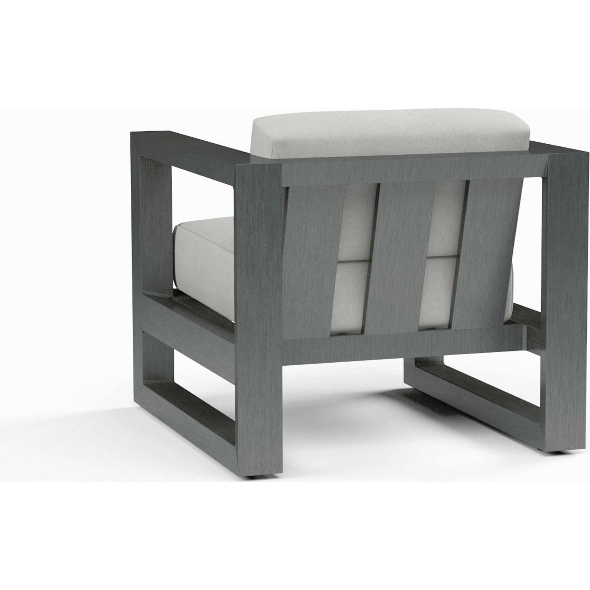 Redondo Outdoor Club Chair by Sunset West in slate. Made from aluminum in a modern style.