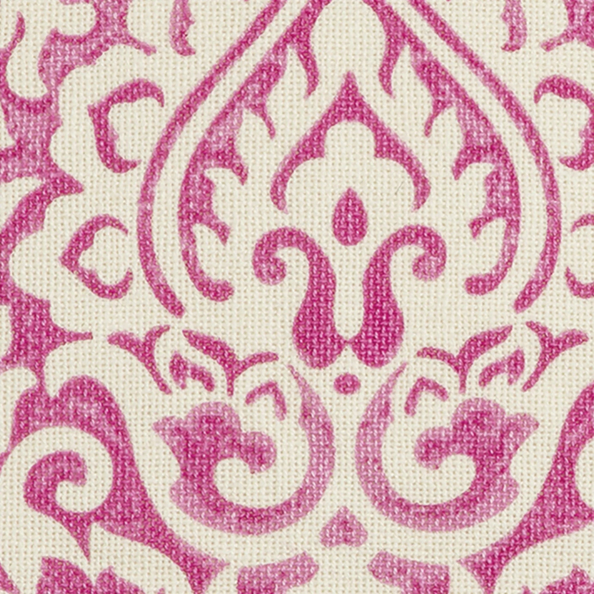 Casey Pillow by HedgeApple Essentials in pink, white. Made from cotton burlap in a traditional style.