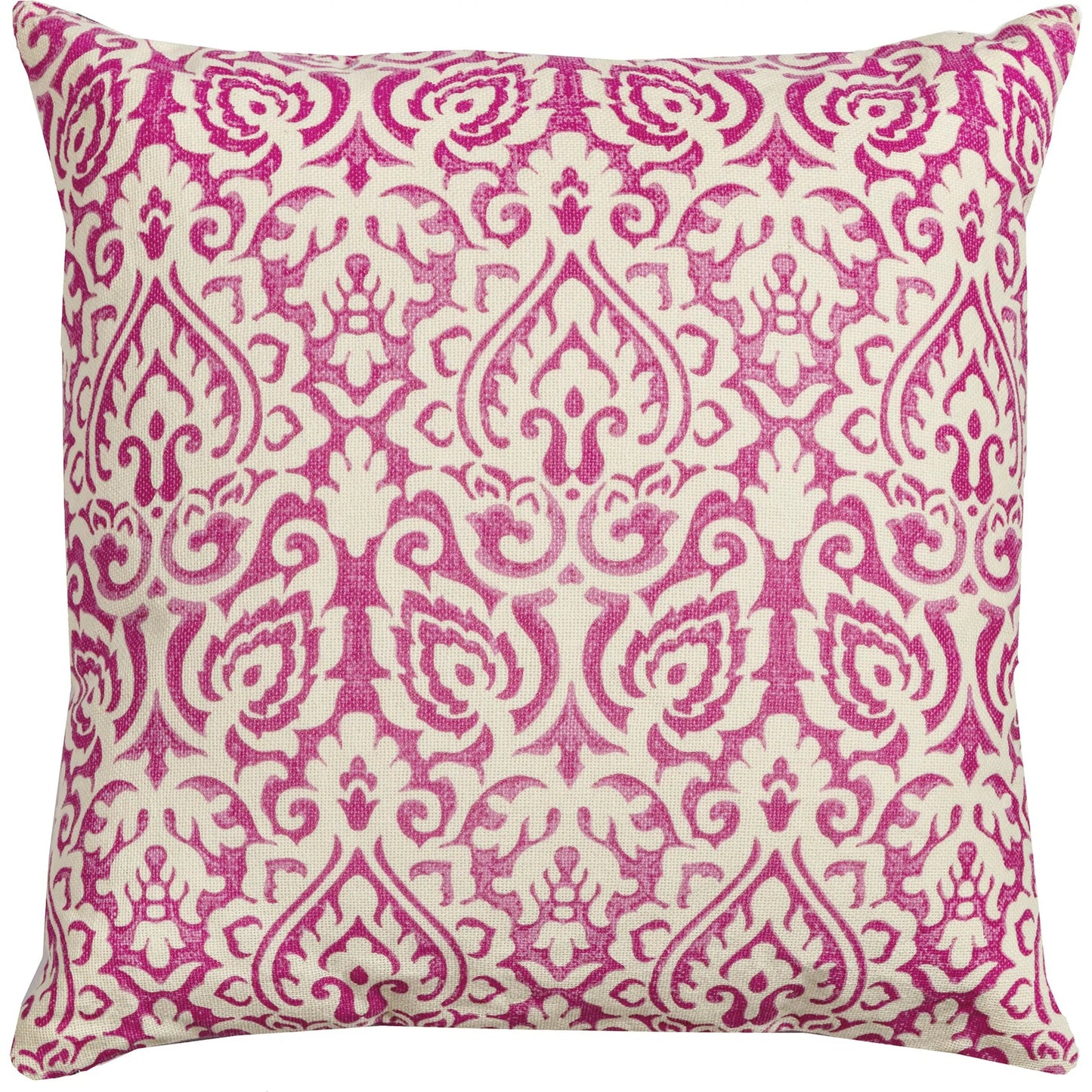 001 SI-2438893 | Primary Silo | Casey Pillow by HedgeApple Essentials in pink, white. Made from cotton burlap in a traditional style.