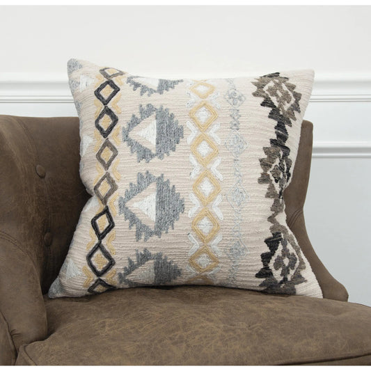 Bowcreek Pillow by HedgeApple Essentials in brown, gray, yellow. Made from cotton, polyester in a unique style.
