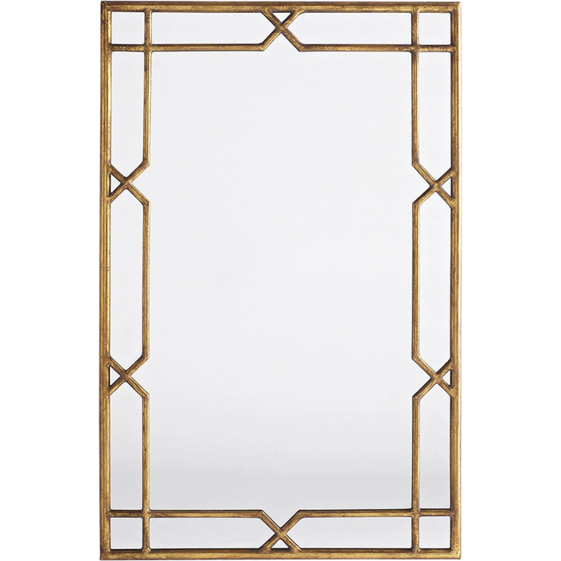 Davi Mirror by Zentique in distressed gold. Made from iron, glass in a unique style.