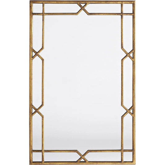 Davi Mirror by Zentique in distressed gold. Made from iron, glass in a unique style.