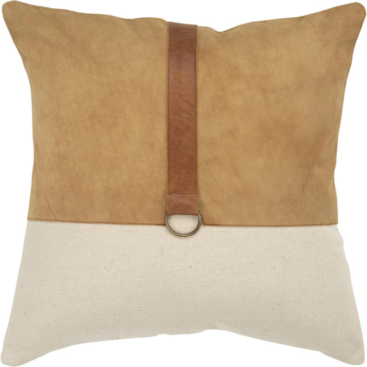 Muskogee Pillow by HedgeApple Essentials in brown, neutral. Made from cotton leather in a unique style.