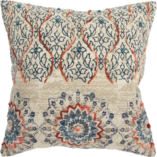 Paola Pillow by HedgeApple Essentials in beige, neutral, rust, blue. Made from cotton, polyester in a unique style.
