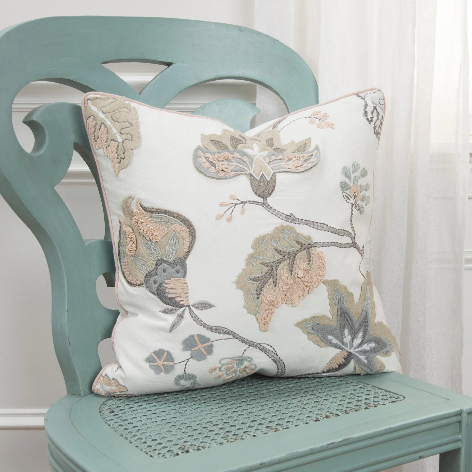 Baxter Pillow by HedgeApple Essentials in beige, blush, grey, white. Made from cotton in a traditional style.