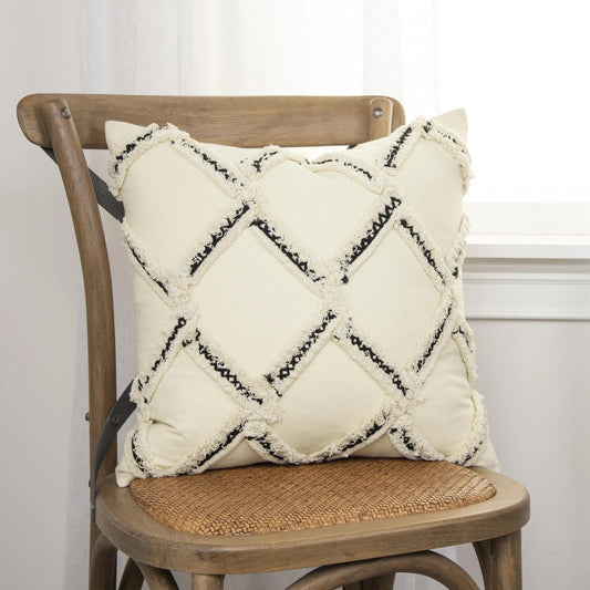 Nuckolls Pillow by HedgeApple Essentials in off-white, black. Made from cotton duck in a unique style.