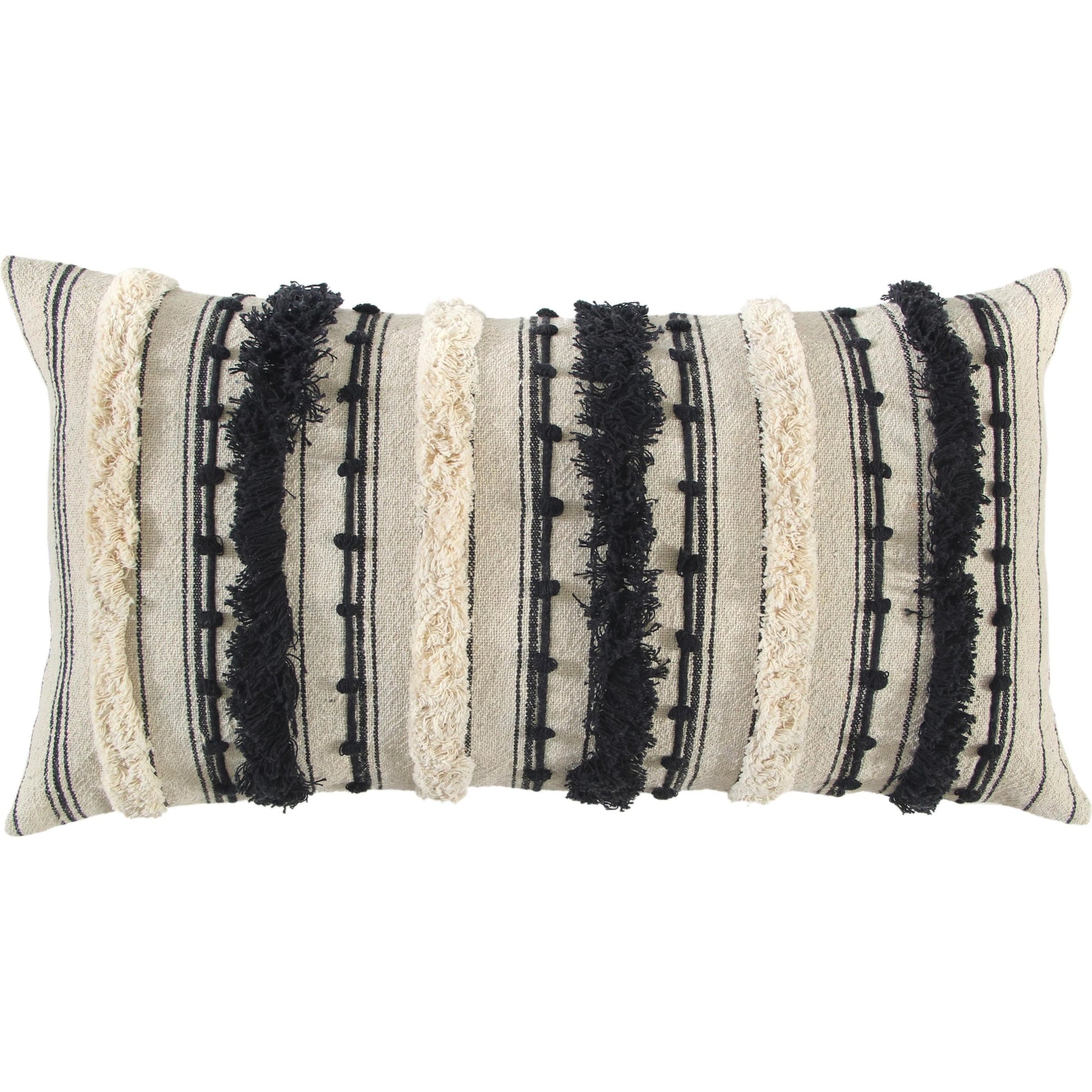 Beadle Pillow by HedgeApple Essentials in black. Made from polyester, cotton in a rustic style.