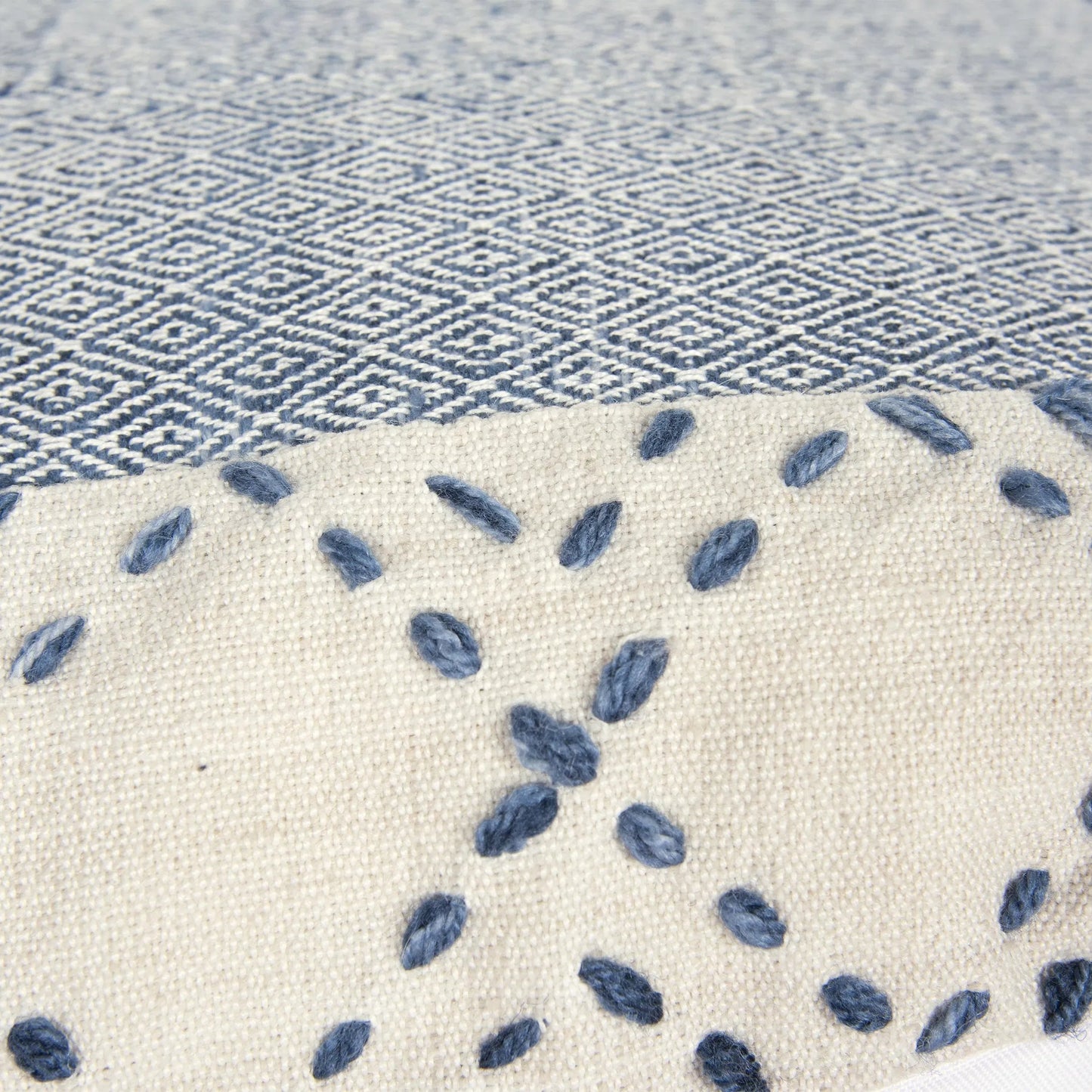 002 SI-2438786 | Closeup | Mound Indoor/Outdoor Pillow by HedgeApple Essentials in ivory, blue. Made from polyester in a transitional style.
