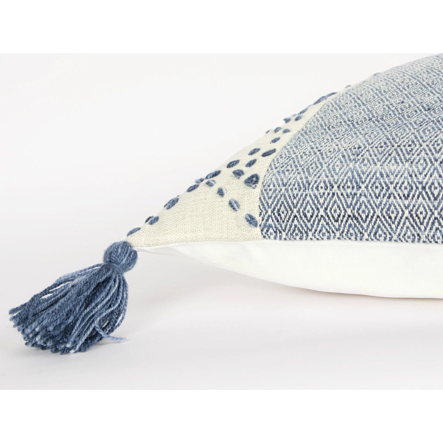 003 SI-2438786 | Closeup | Mound Indoor/Outdoor Pillow by HedgeApple Essentials in ivory, blue. Made from polyester in a transitional style.