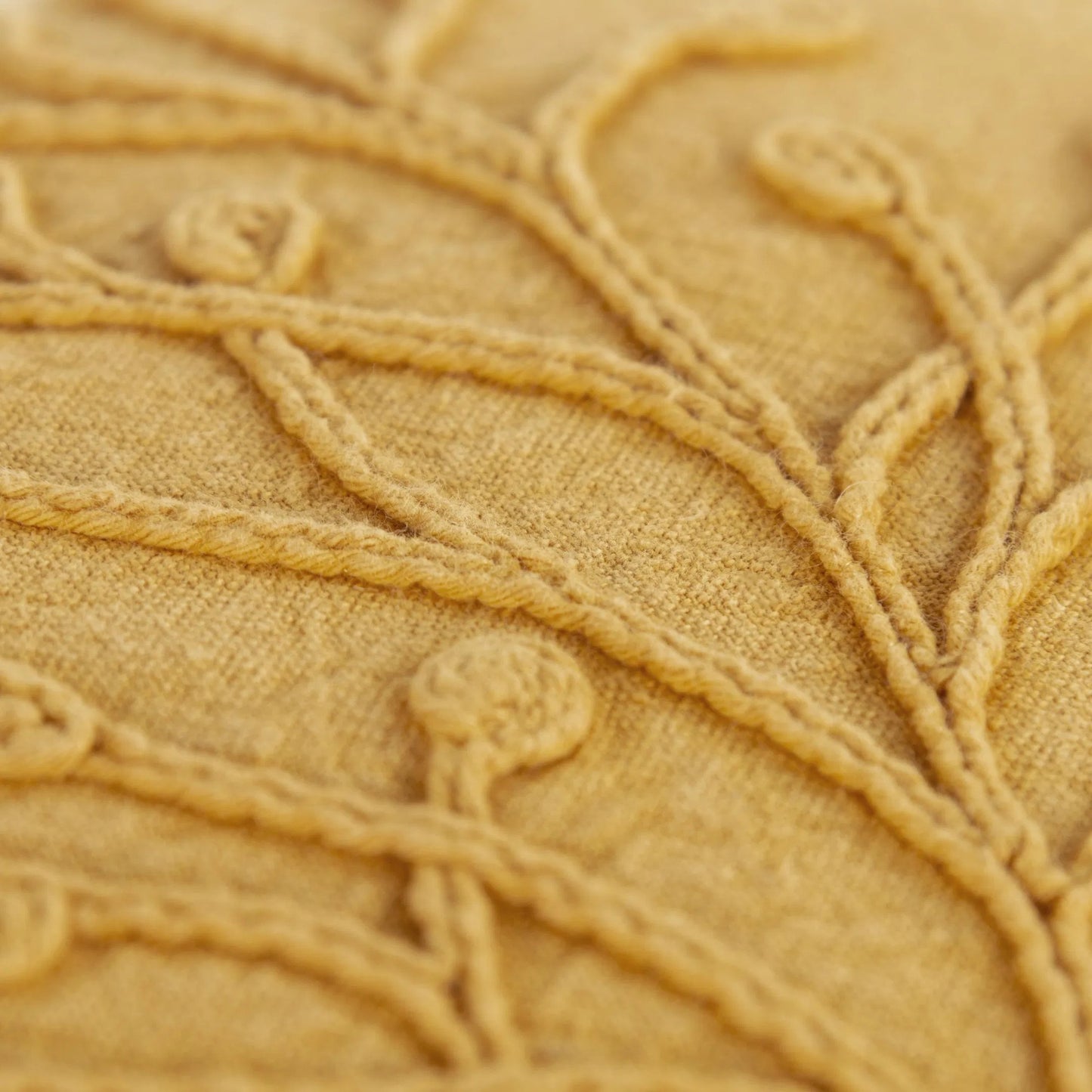 002 SI-2438660 | Closeup | Casey Pillow by HedgeApple Essentials in gold, yellow. Made from cotton in a eclectic & global style.