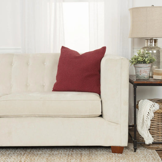 West Pillow by HedgeApple Essentials in deep merlot. Made from cotton in a unique style.