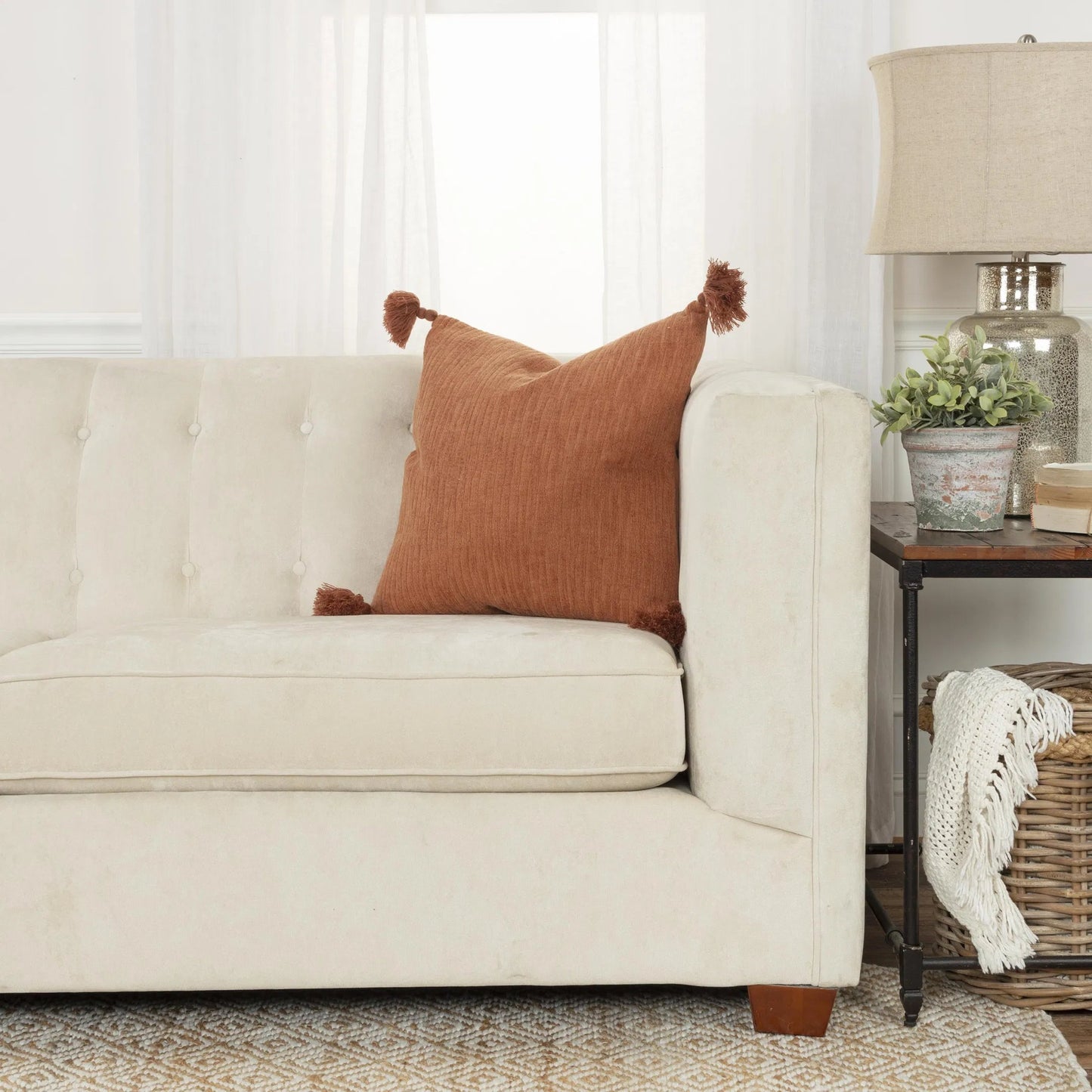 004 SI-2438550 | Lifestyle | Bailey Pillow by HedgeApple Essentials in clay, rust, terra cotta. Made from cotton woven in a eclectic & global style.