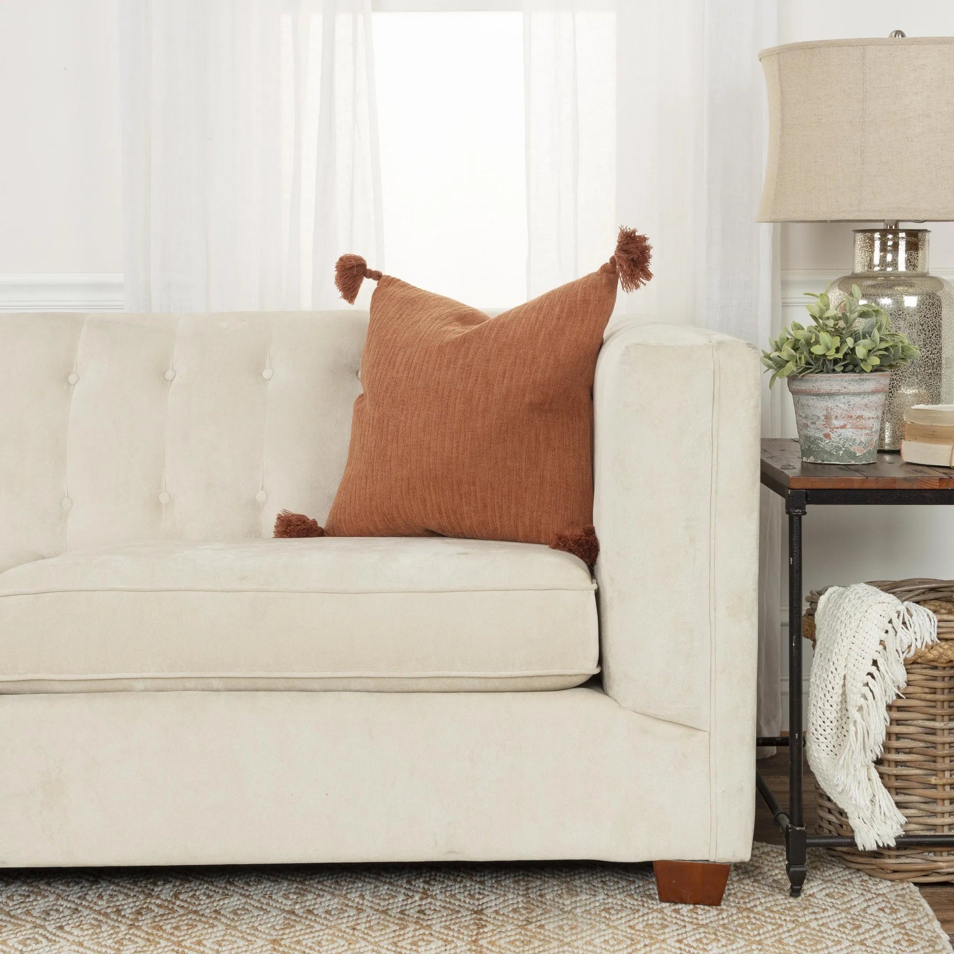 Bailey Pillow by HedgeApple Essentials in clay, rust, terra cotta. Made from cotton woven in a eclectic & global style.